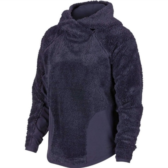 Nike Sherpa Therma Fleece Training Pullover Hoodie Dark Purple Women's M - Picture 3 of 10
